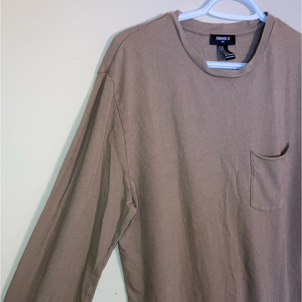 Forever 21 Brown Long Sleeve Pocket T-shirt